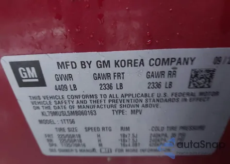 2021 Chevrolet Trailblazer Awd Rs из США, поврежденный, VIN KL79MUSL5MB060163